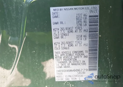 2024 Nissan Frontier Sv 4X4 из США, поврежденный, VIN 1N6ED1EK6RN606779